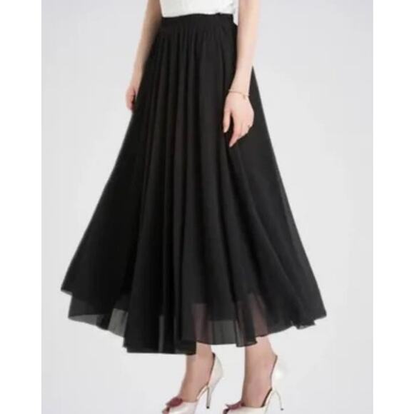 Vintage J.B.S. LTD Black formal shimmery iridescent overlay maxi skirt size 14 - Picture 1 of 11